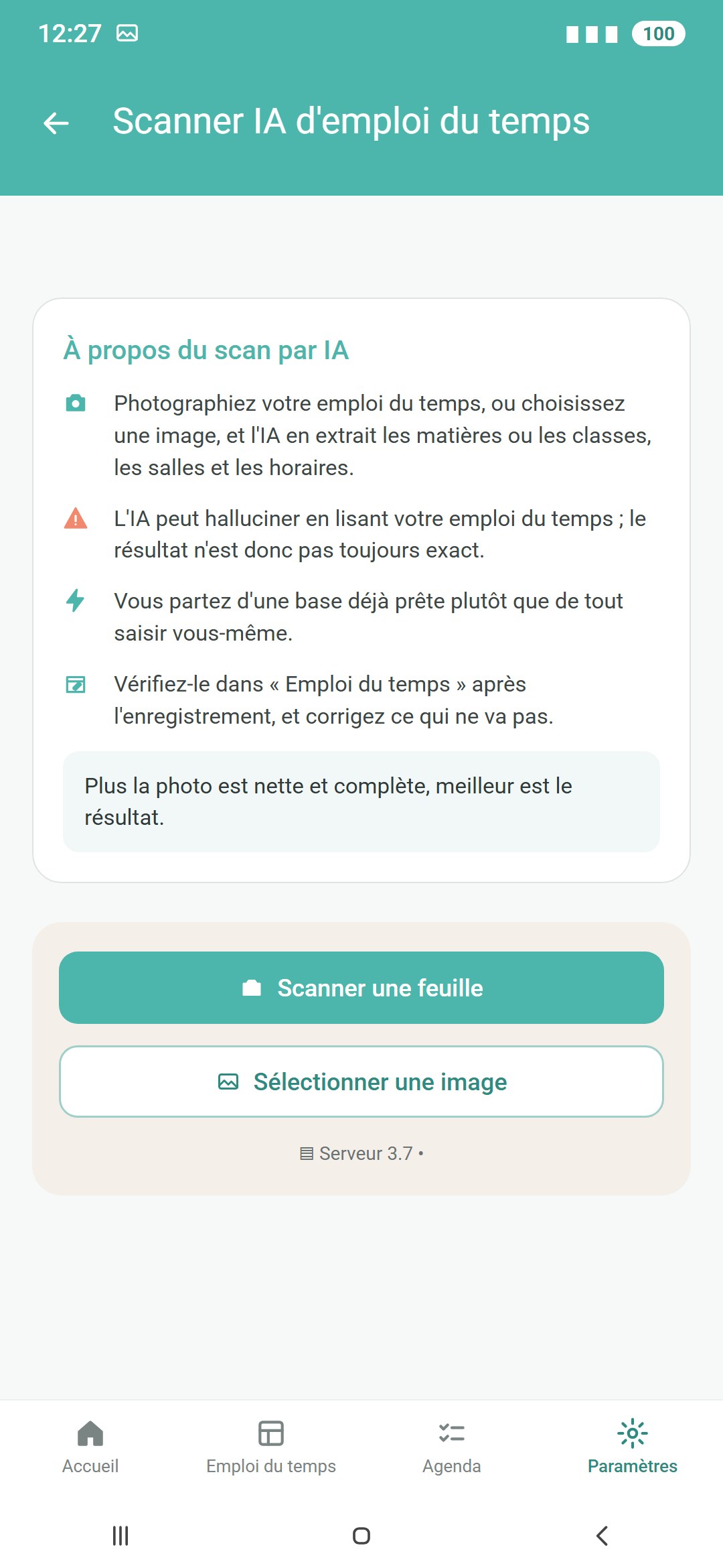 Scanner un emploi du temps papier avec l'IA