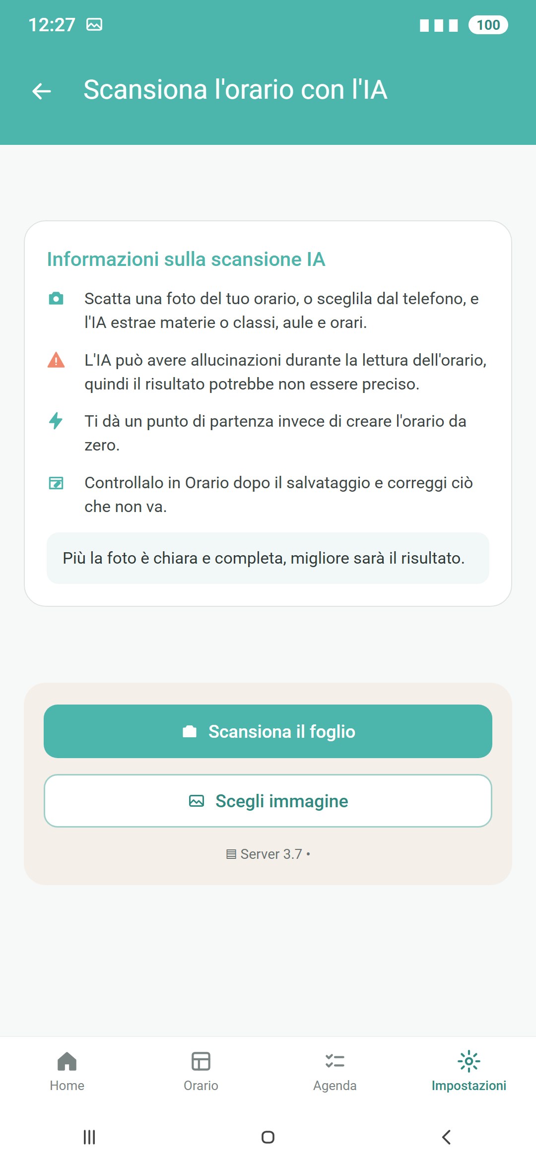 Scansionare un orario scolastico cartaceo con l'IA