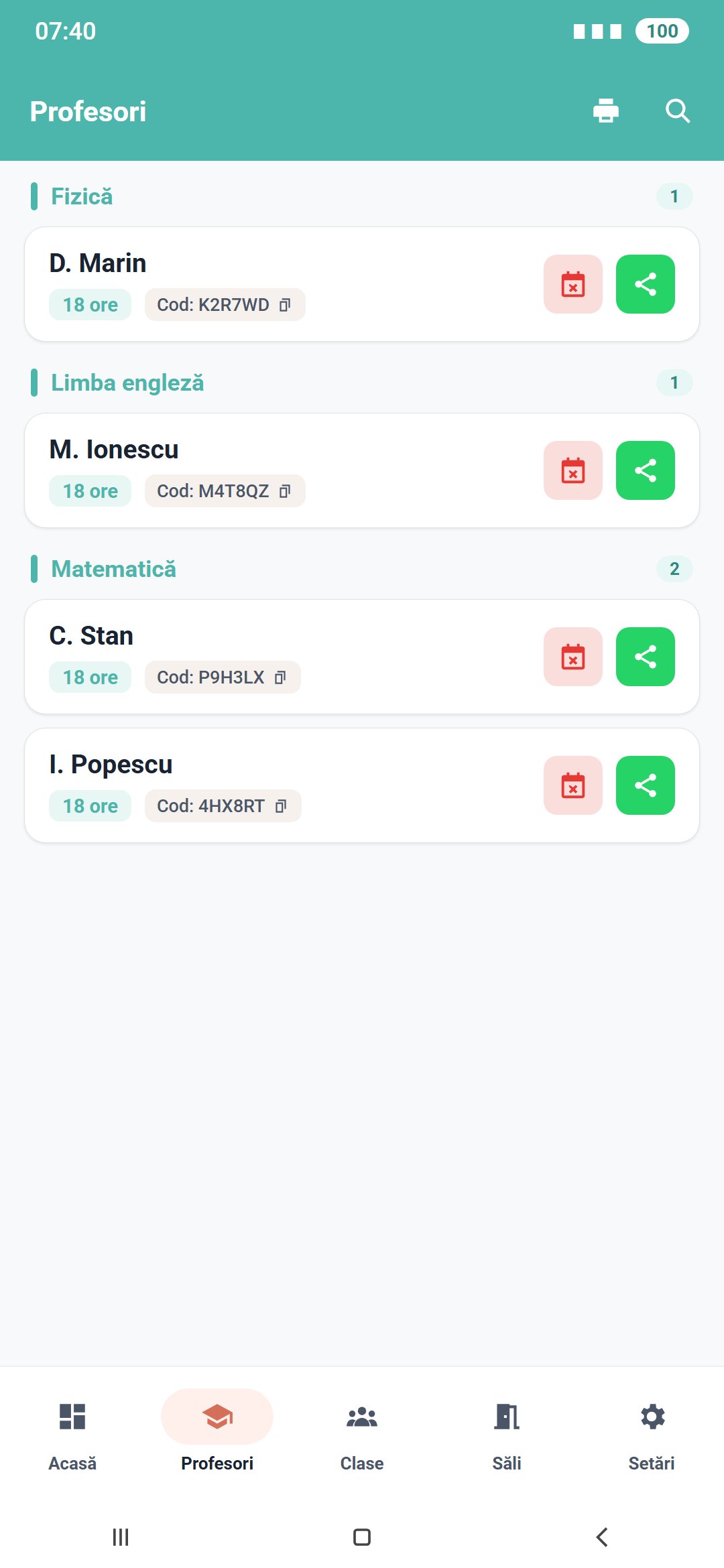 Profesori: un cod de trimis